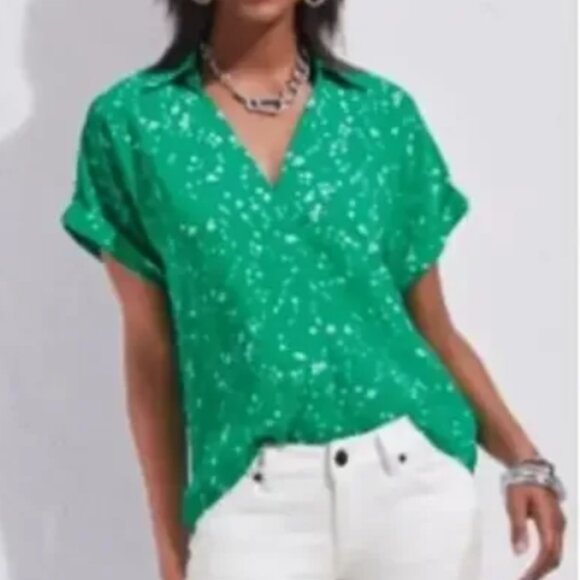 CAbi #6082 The Replay Top - Large - Floral Green - Picture 1 of 8